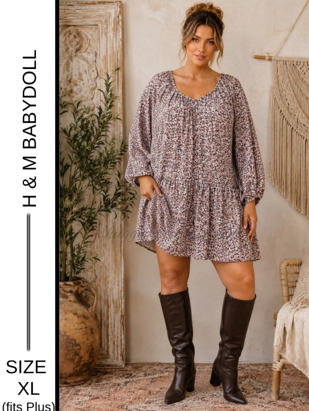 MSRP: $49.99 | ✨ H&M Ditsy Floral Drop-Waist Dress – Size XL Fits Up to 2X ✨